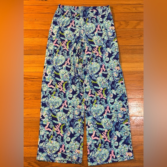 Pants - SOLD  Pulitzer Small Lorena Breezy Palazzo in  "Corsica Blue Turtle Villa" print